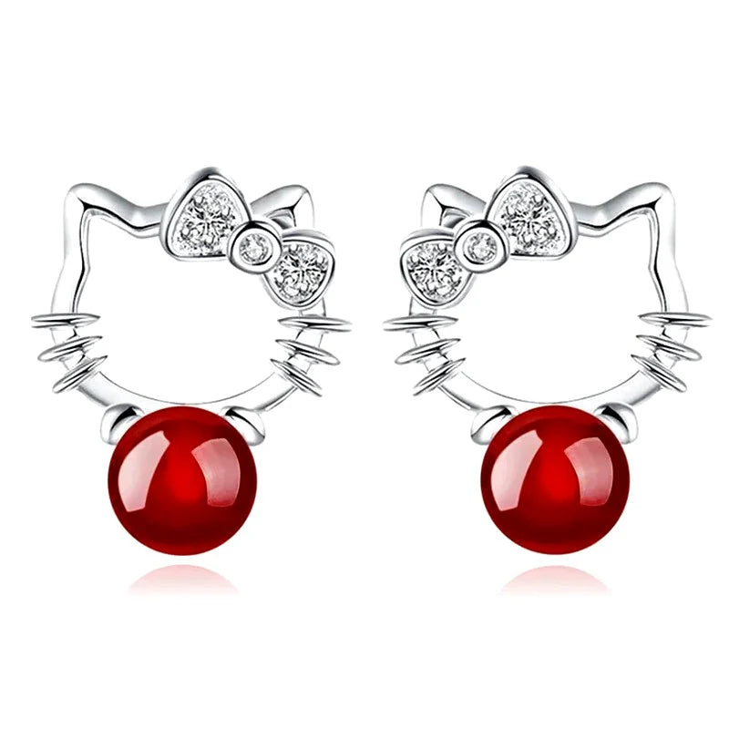 Boucles d'oreilles argent 925 Hello Kitty