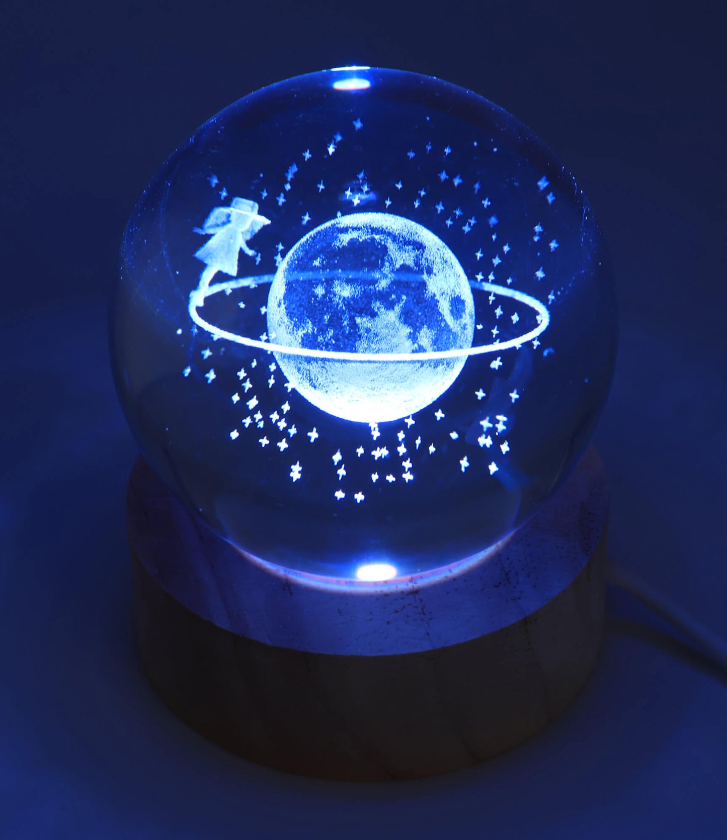 Veilleuse USB Verre Saturne 6cm