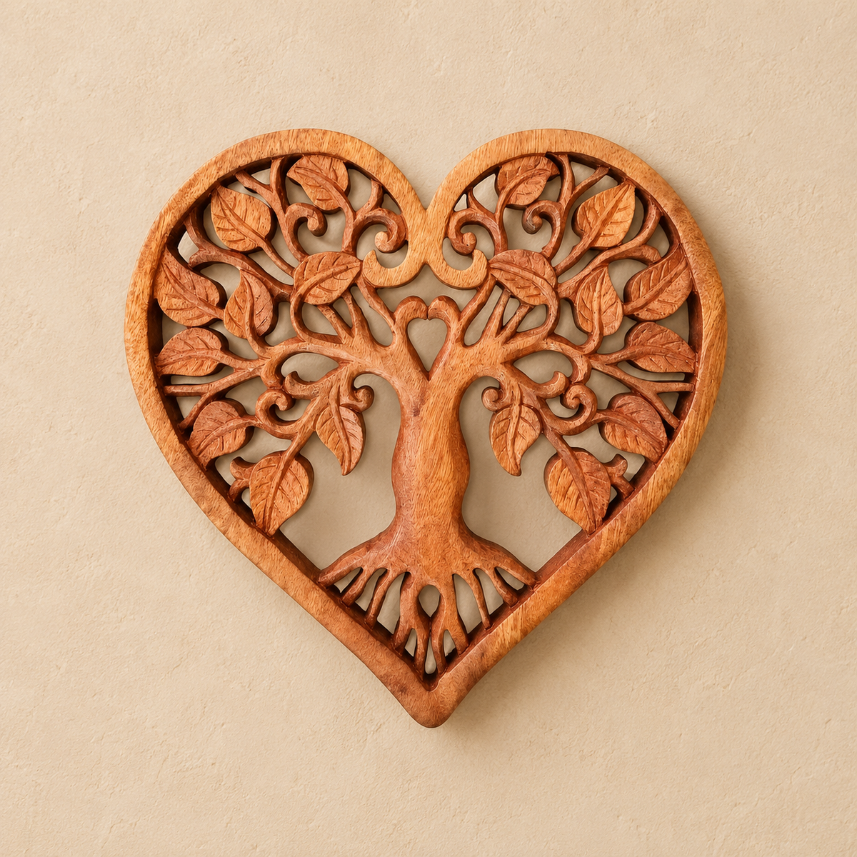Cœur en bois arbre de vie