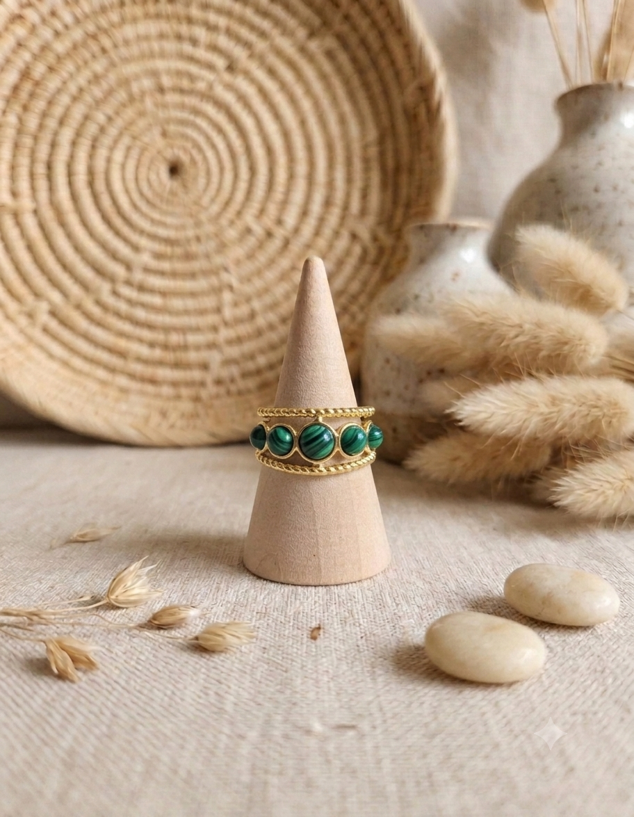 Bague cercle malachite