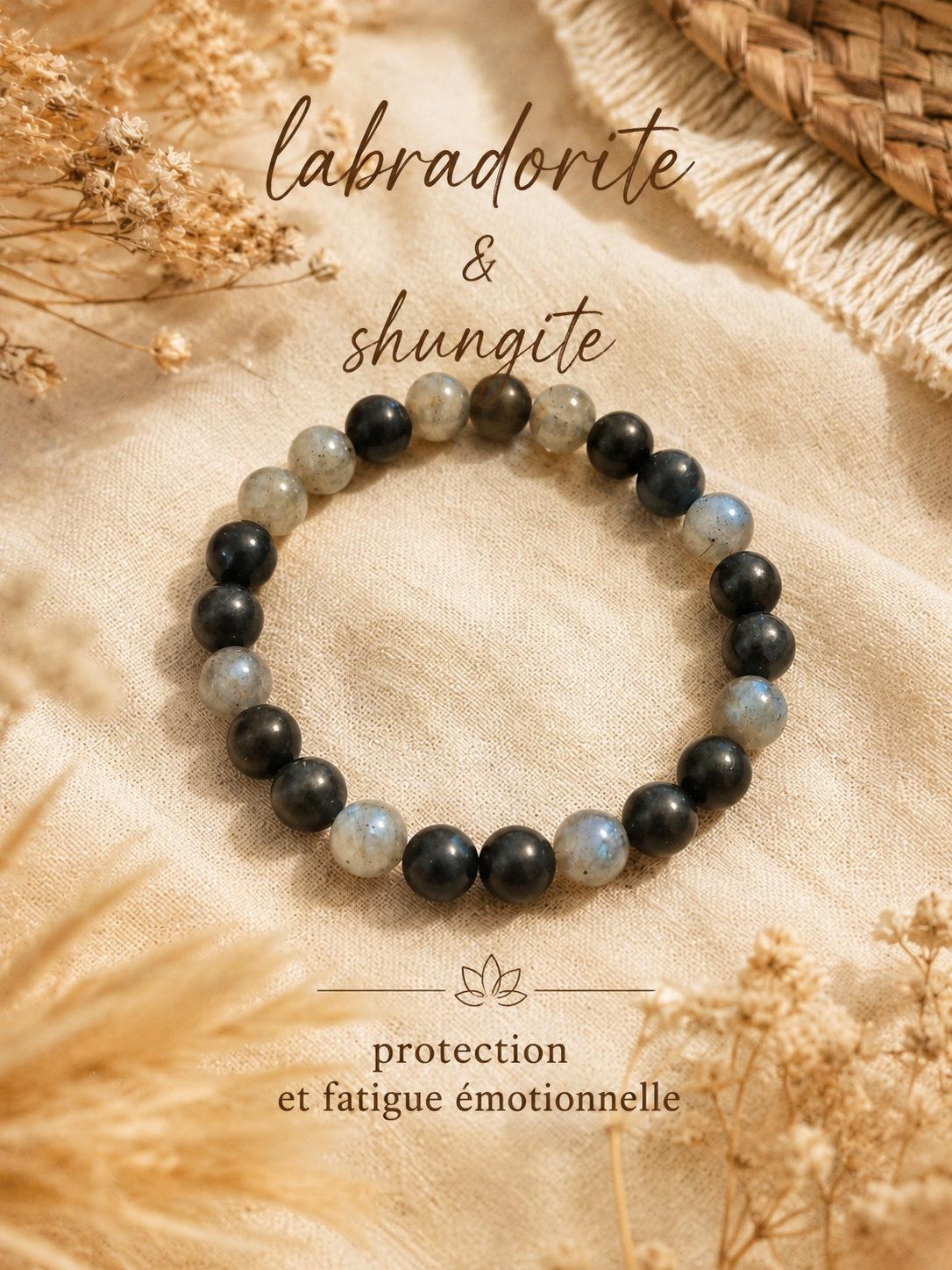 Bracelet shungite labradorite