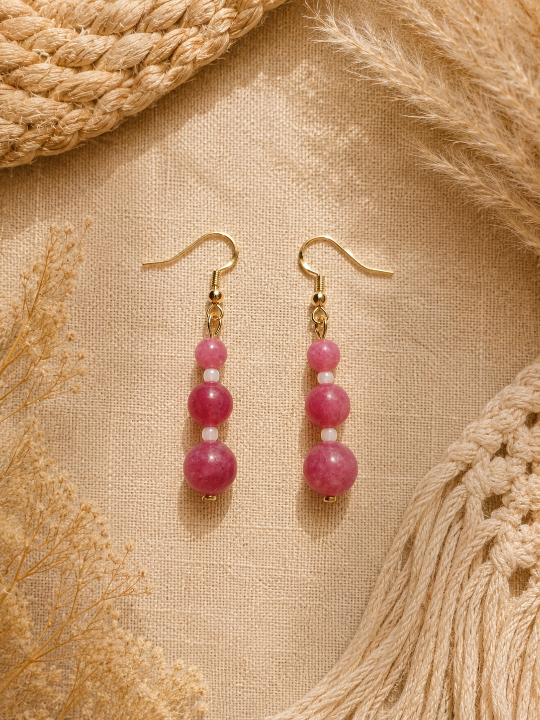 Boucles d’oreilles quartz fraise