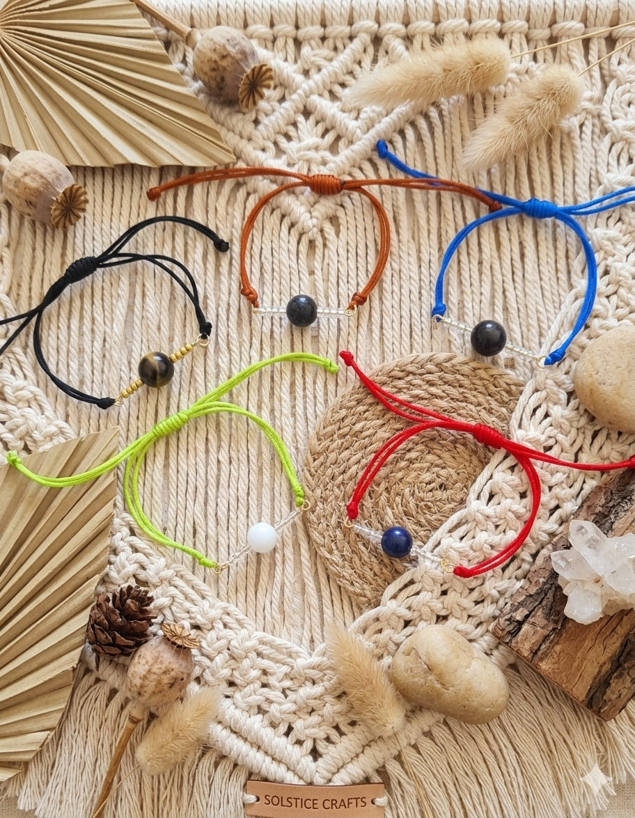 Bracelet cordon et pierre naturelle