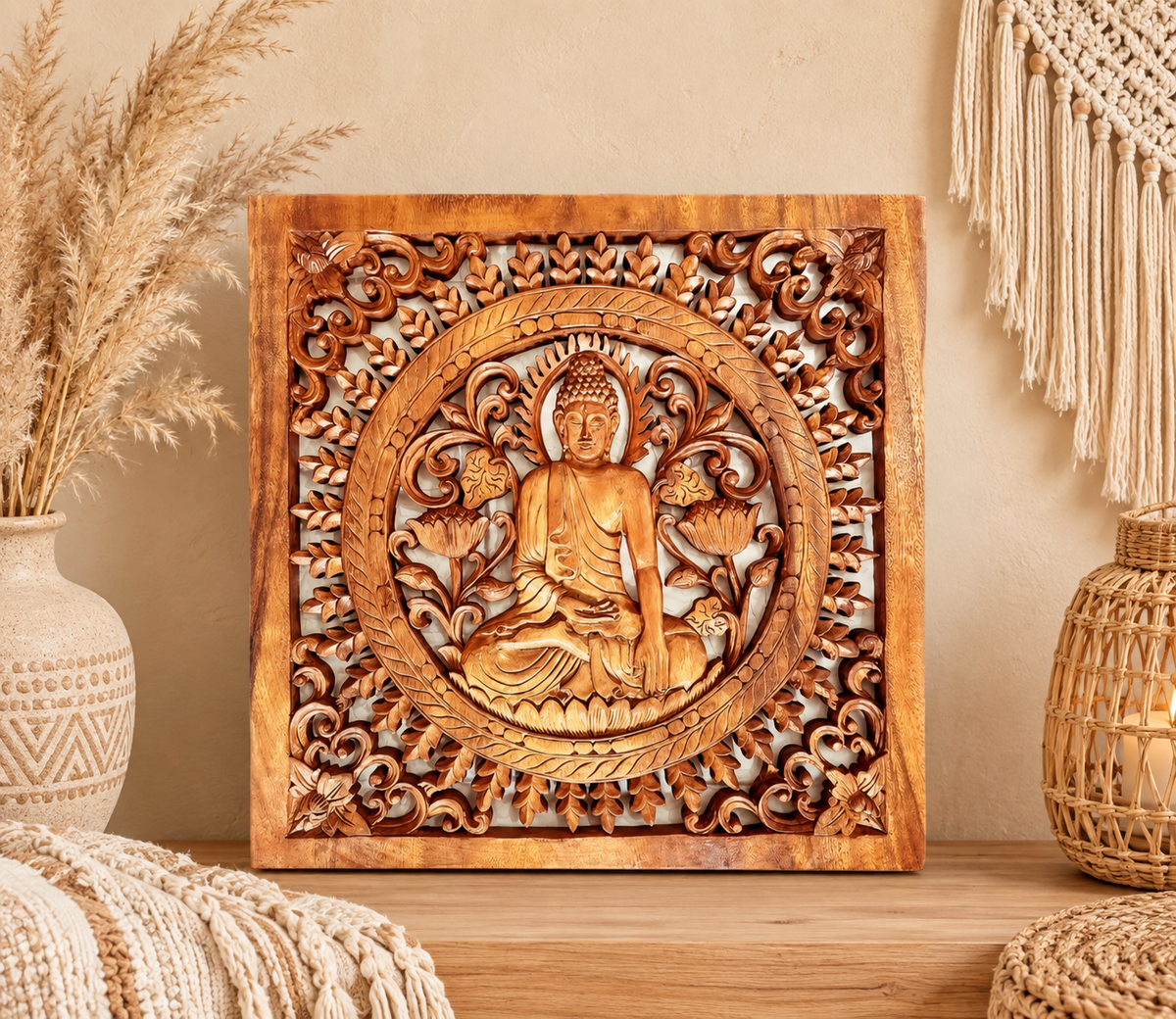 Cadre bois bouddha