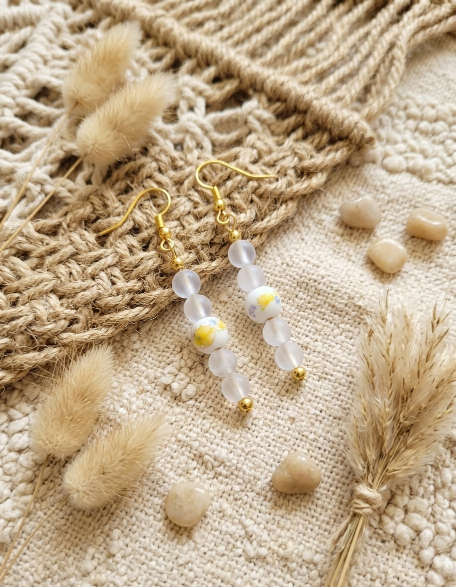 Boucles d'oreilles quartz clair