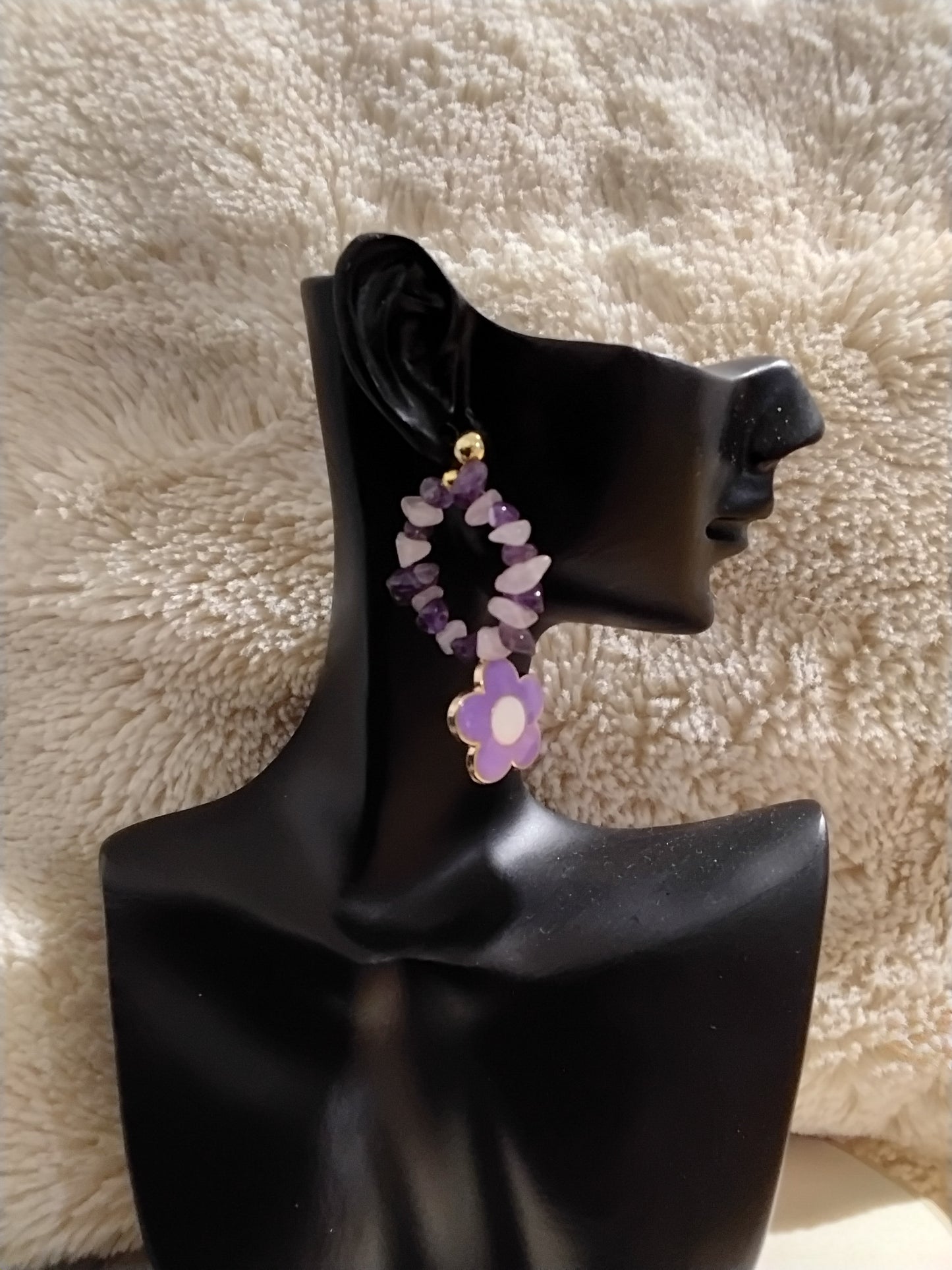 Boucles d’oreilles fleur violette
