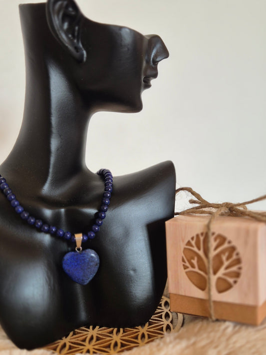 Collier Pierre Naturelle Lapis Lazuli et Cœur