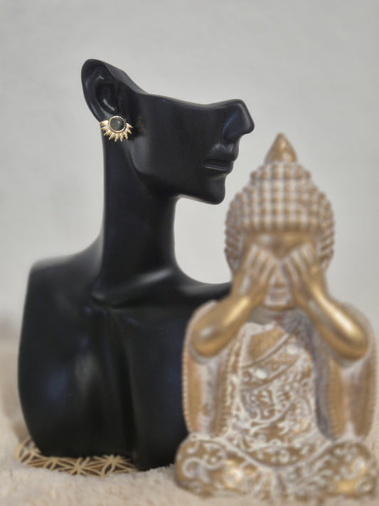 Lumière intérieure  Boucles d'oreilles en labradorite et doré inoxydable