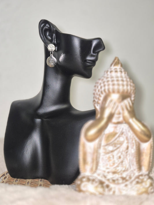 Lumière argentée Boucles d’oreilles motif rayon de soleil