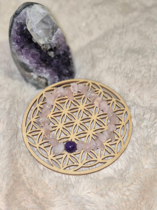 Douceur et sérénité  bracelet quartz rose et améthyste