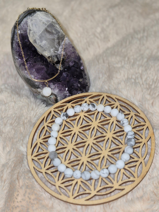 Pureté marbrée bracelet duo perle de howlite