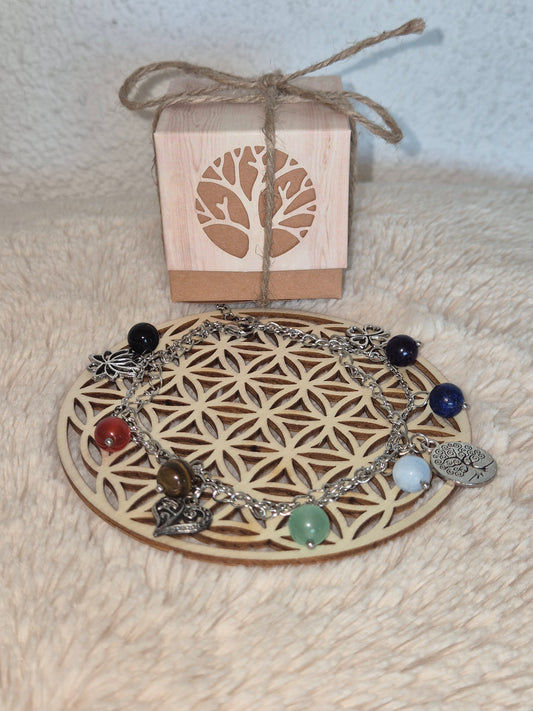 Harmonie Céleste  Bracelet OU chevillière 7 Chakras & Breloques