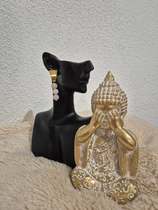 Mystère poudré boucles d’oreilles acier inoxydable morganite