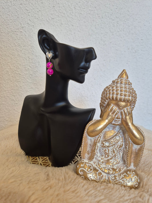 Féminité vibrante boucles d’oreilles Agate fushia