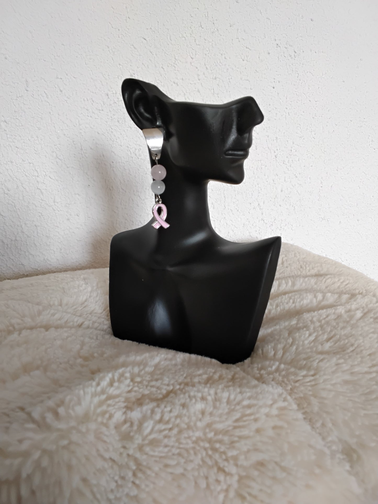 Boucles solidaires Octobre Rose – Quartz Rose & Sélénite