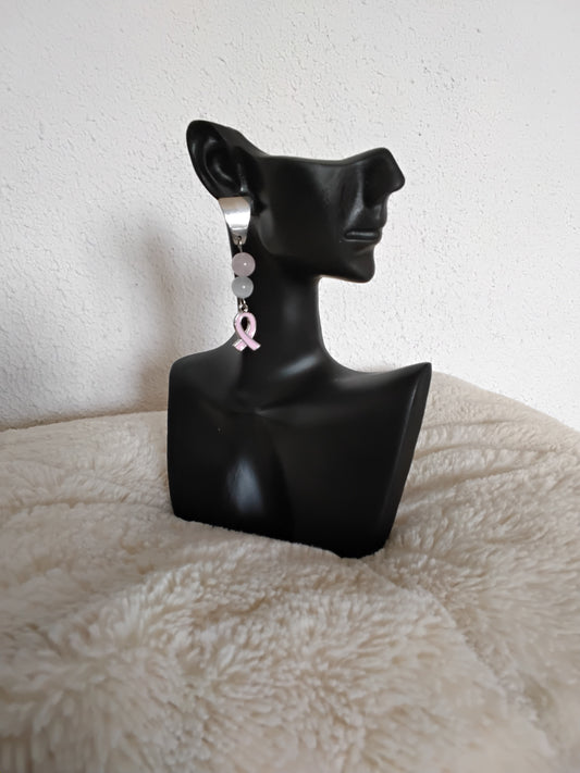 Boucles solidaires Octobre Rose – Quartz Rose & Sélénite