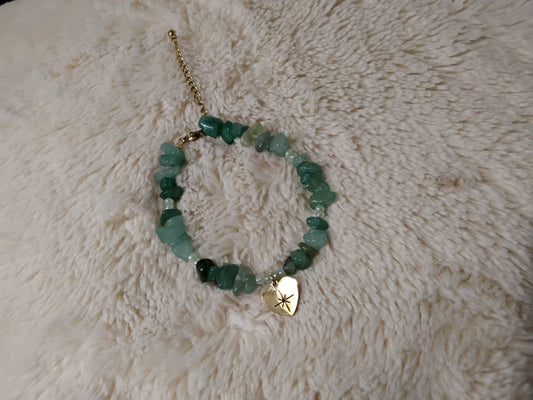 Bracelet création by Lilou aventurine breloque coeur