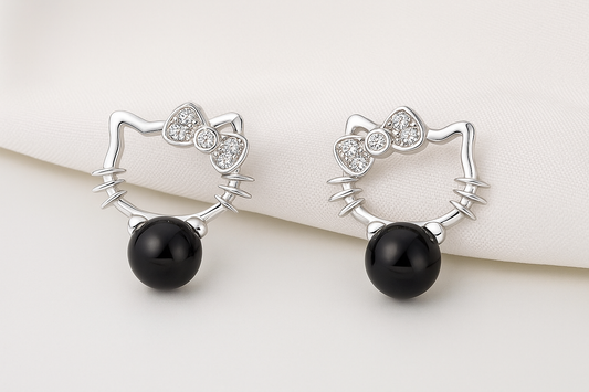 Boucles d'oreilles argent 925 Hello Kitty
