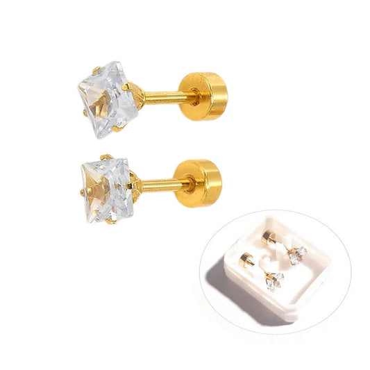 Boucles d'oreilles enfant carré