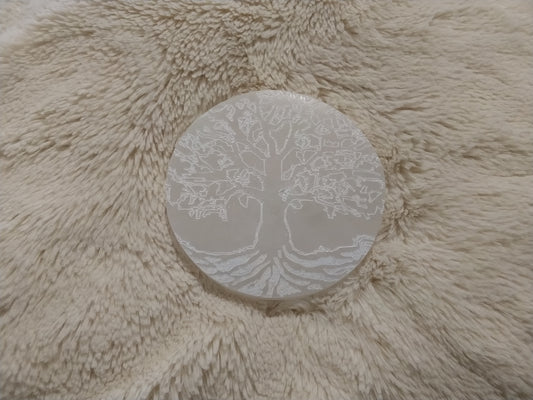 Plaque énergetique sélénite arbre de vie