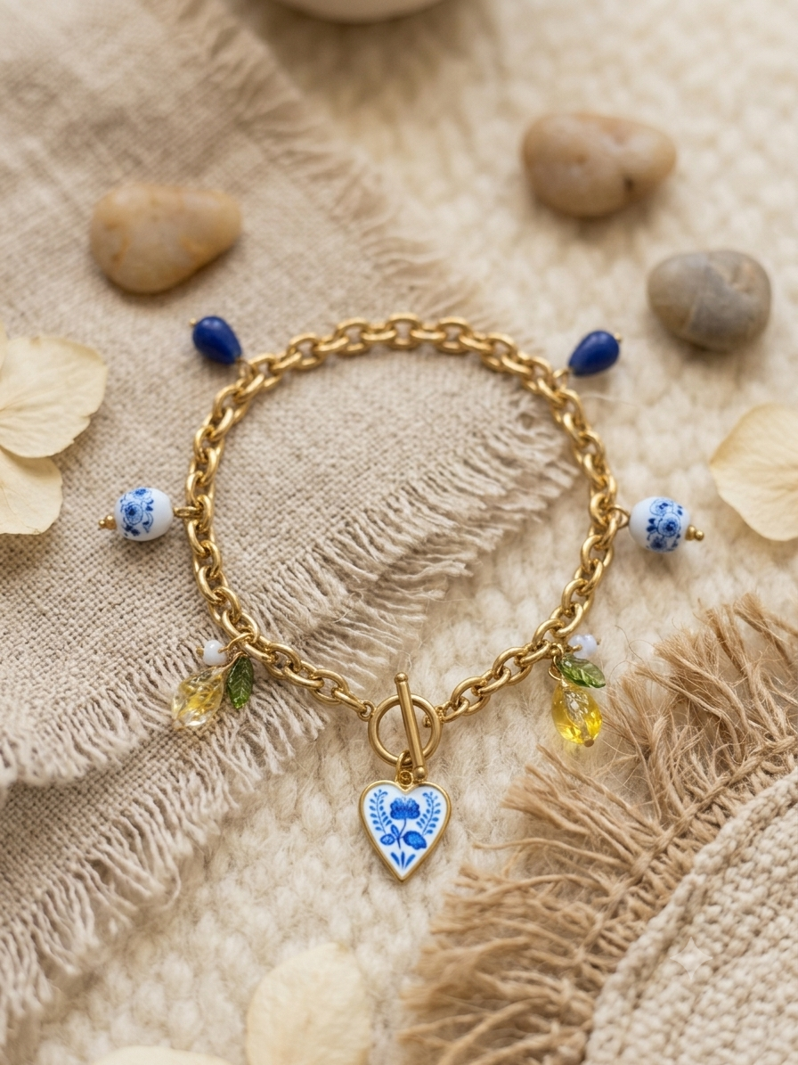Collier lapis lazuli,citron
