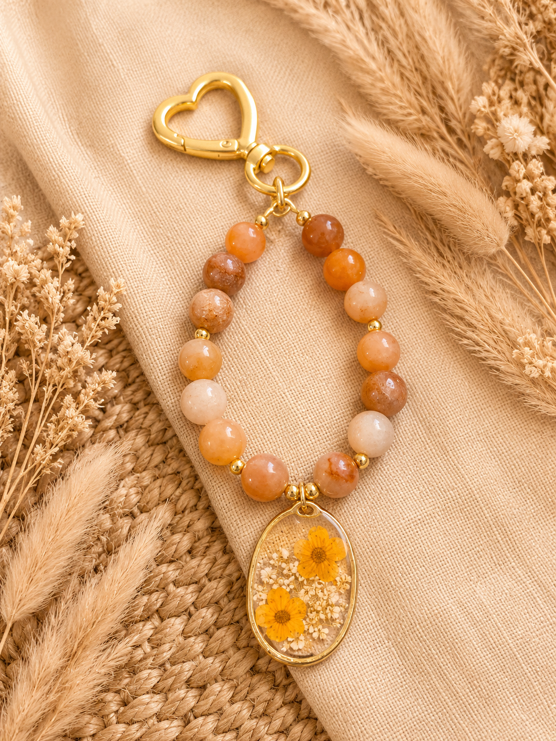 Porte clés aventurine orange