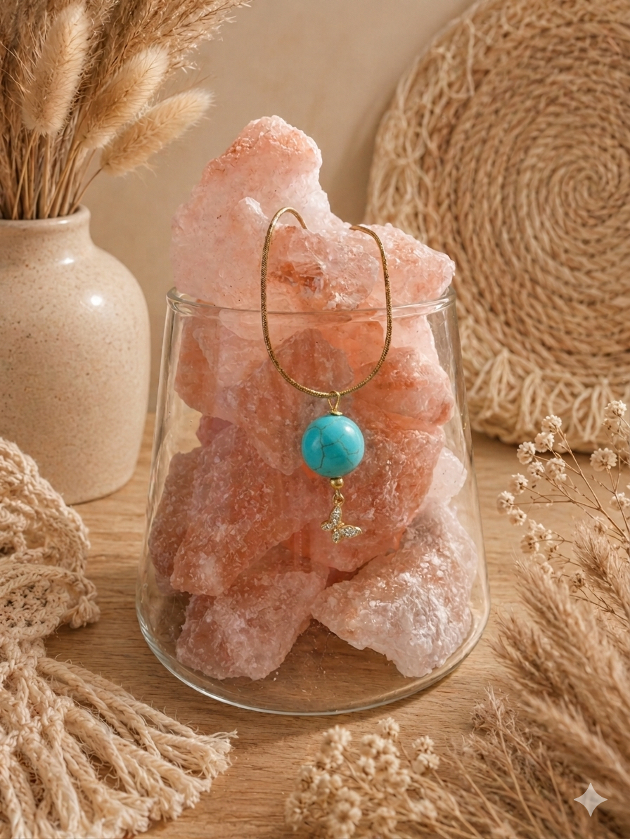 Collier howlite turquoise papillon