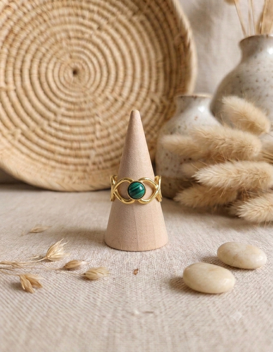 Bague coeur malachite