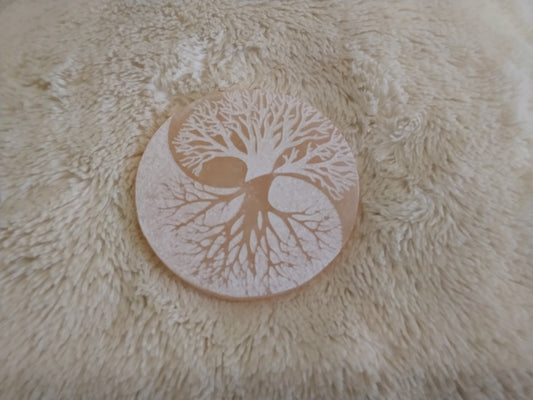 Plaque de recharge en Sélénite  Symbole Yin Yang