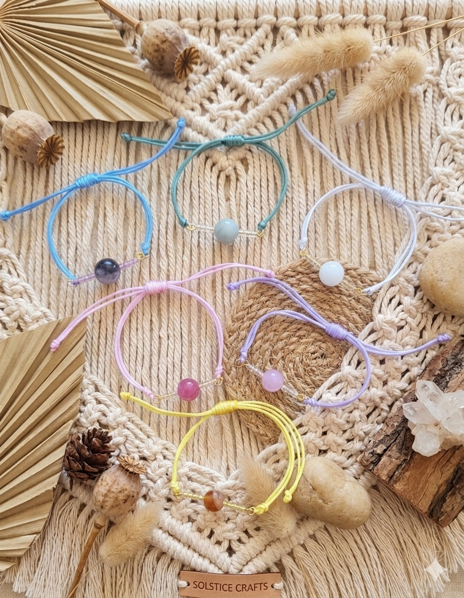 Bracelet cordon et pierre naturelle