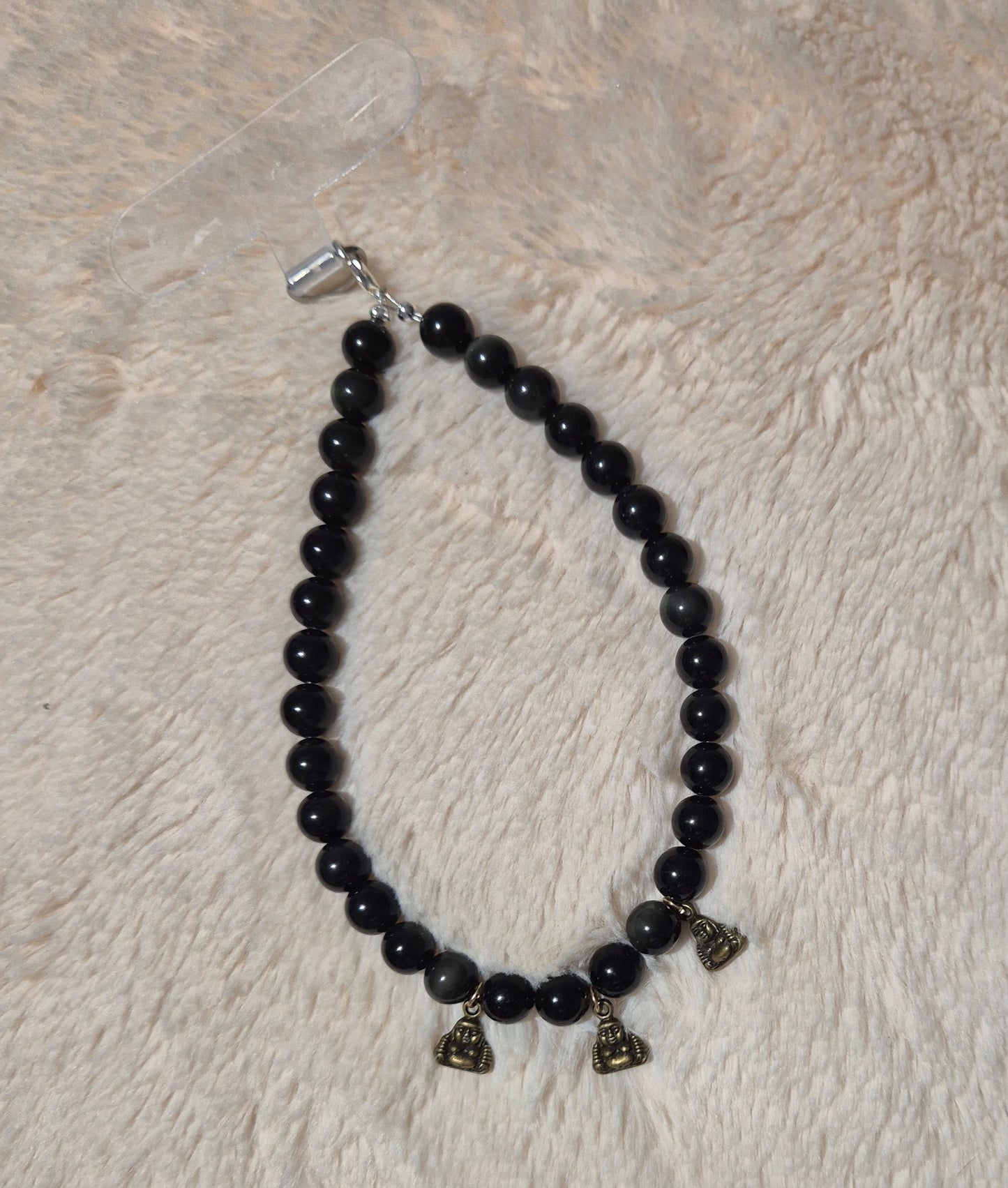 Sagesse et éveil bijoux de portable obsidienne