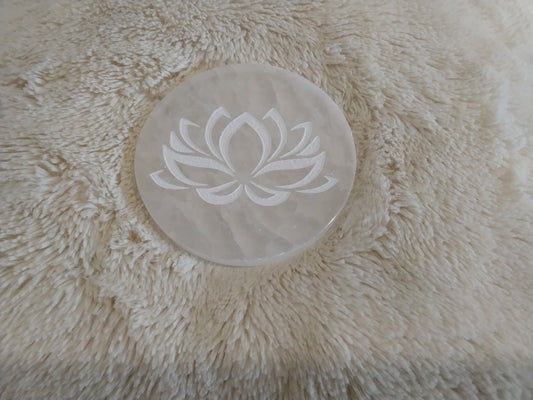 Plaque de recharge en Sélénite  Lotus sacré
