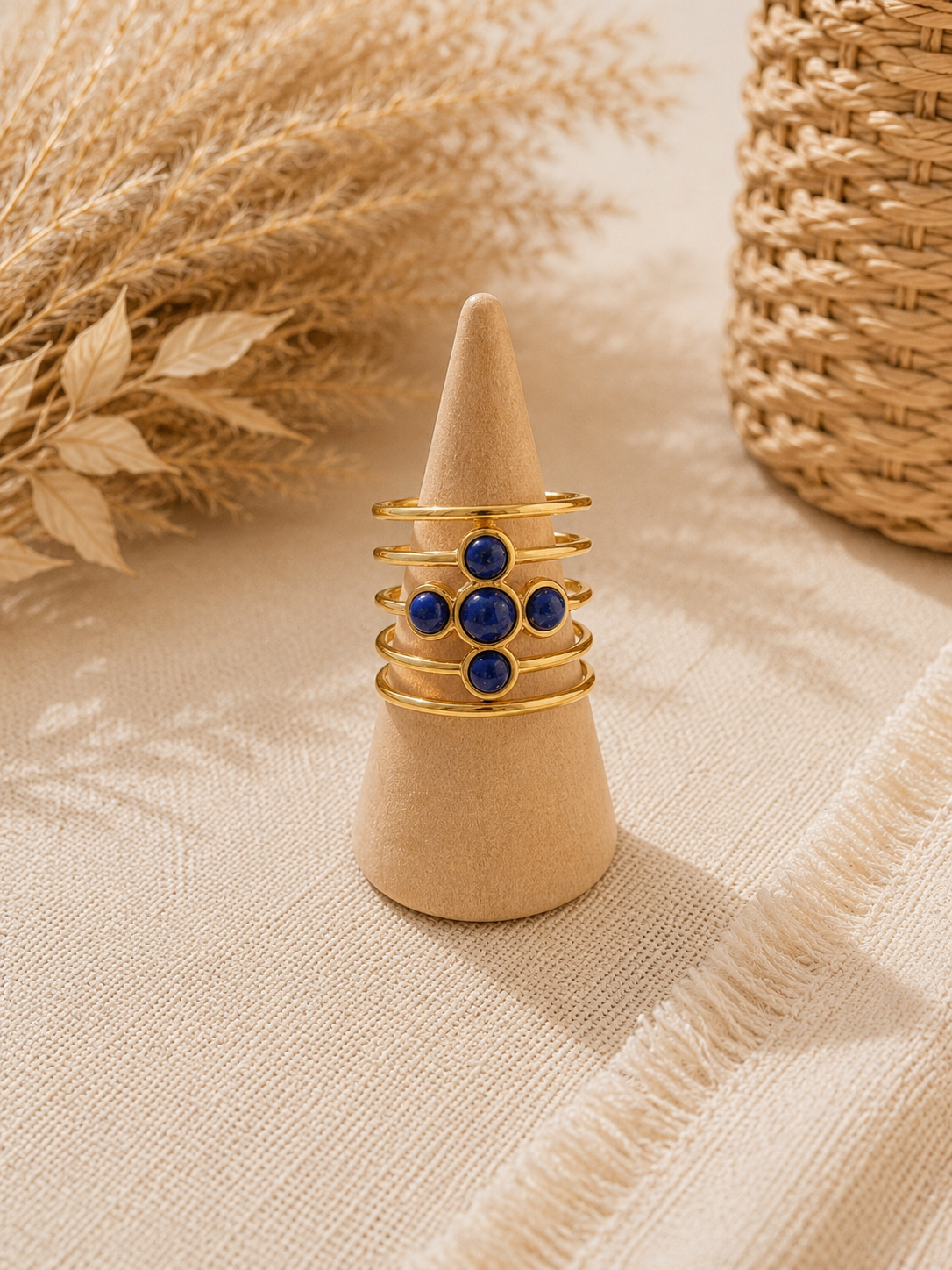 Bague 3rangs lapis lazuli