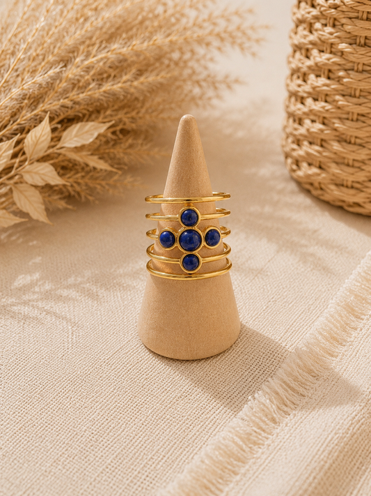 Bague 3rangs lapis lazuli