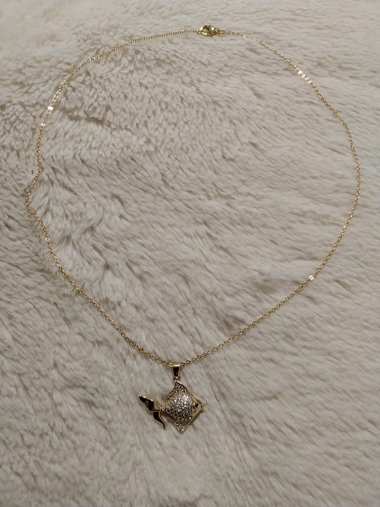Collier plaqué 1 micron pendentif poisson