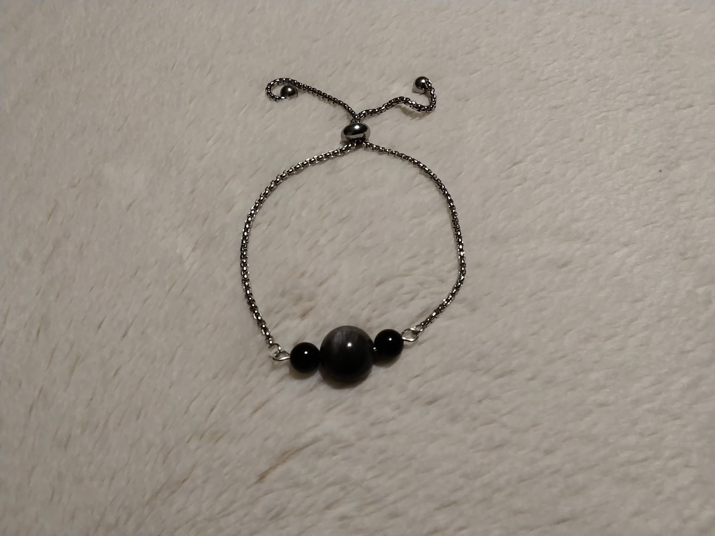 Bracelet Clarté & Protection – Obsidienne Argentée