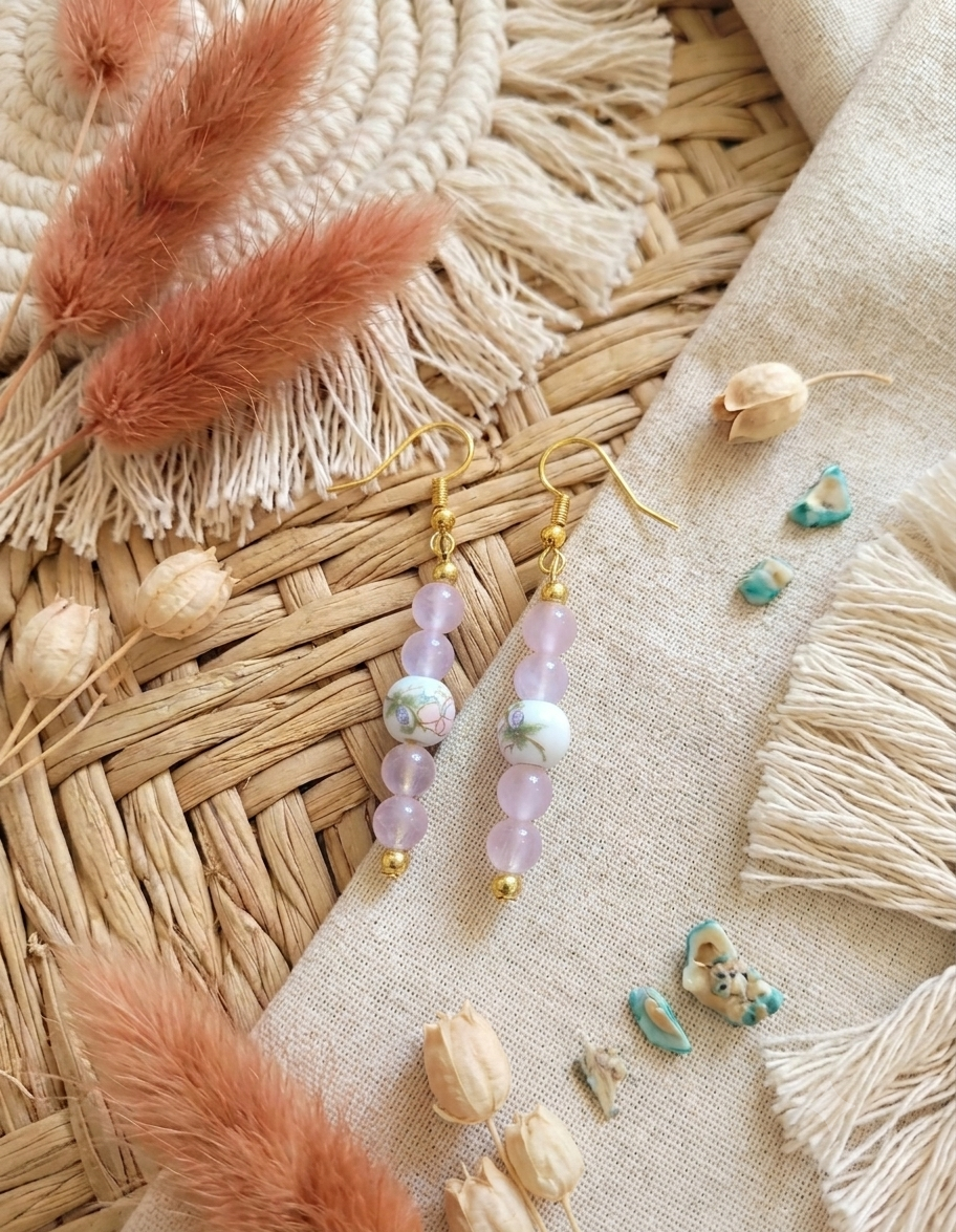 Boucles d’oreilles quartz rose
