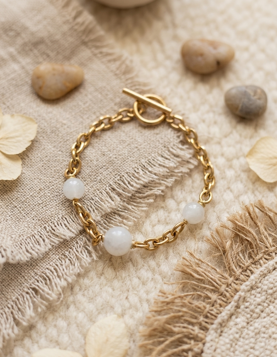 Bracelet pierre de lune blanche