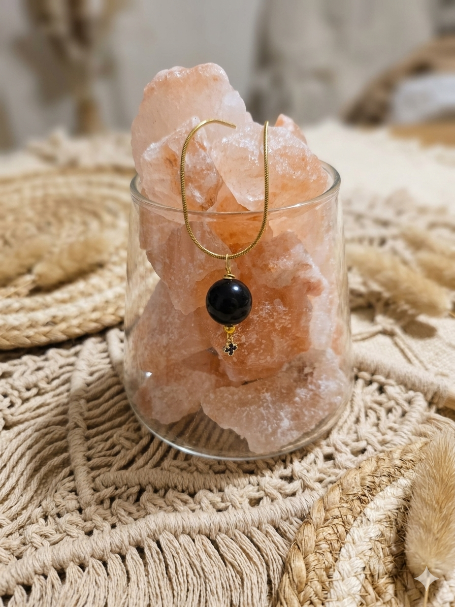 Collier Obsidienne croix