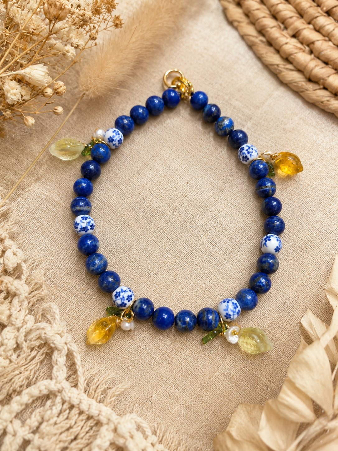 Bijoux de portable lapis lazuli citron